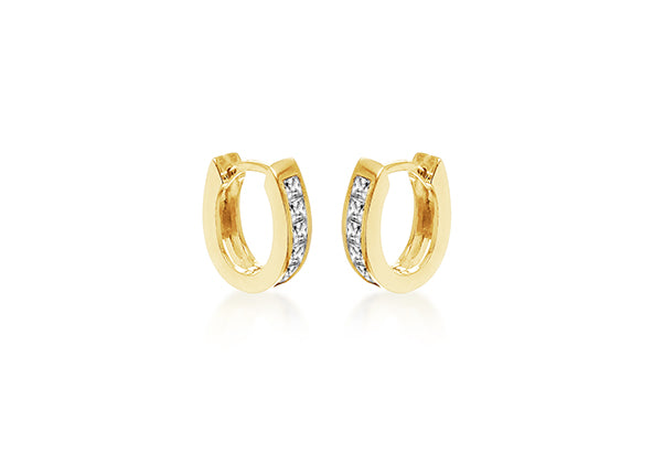 Yellow Gold Plate Crystal Hoop Earrings