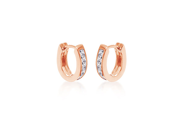 Rose Gold Plate Crystal Hoop Earrings