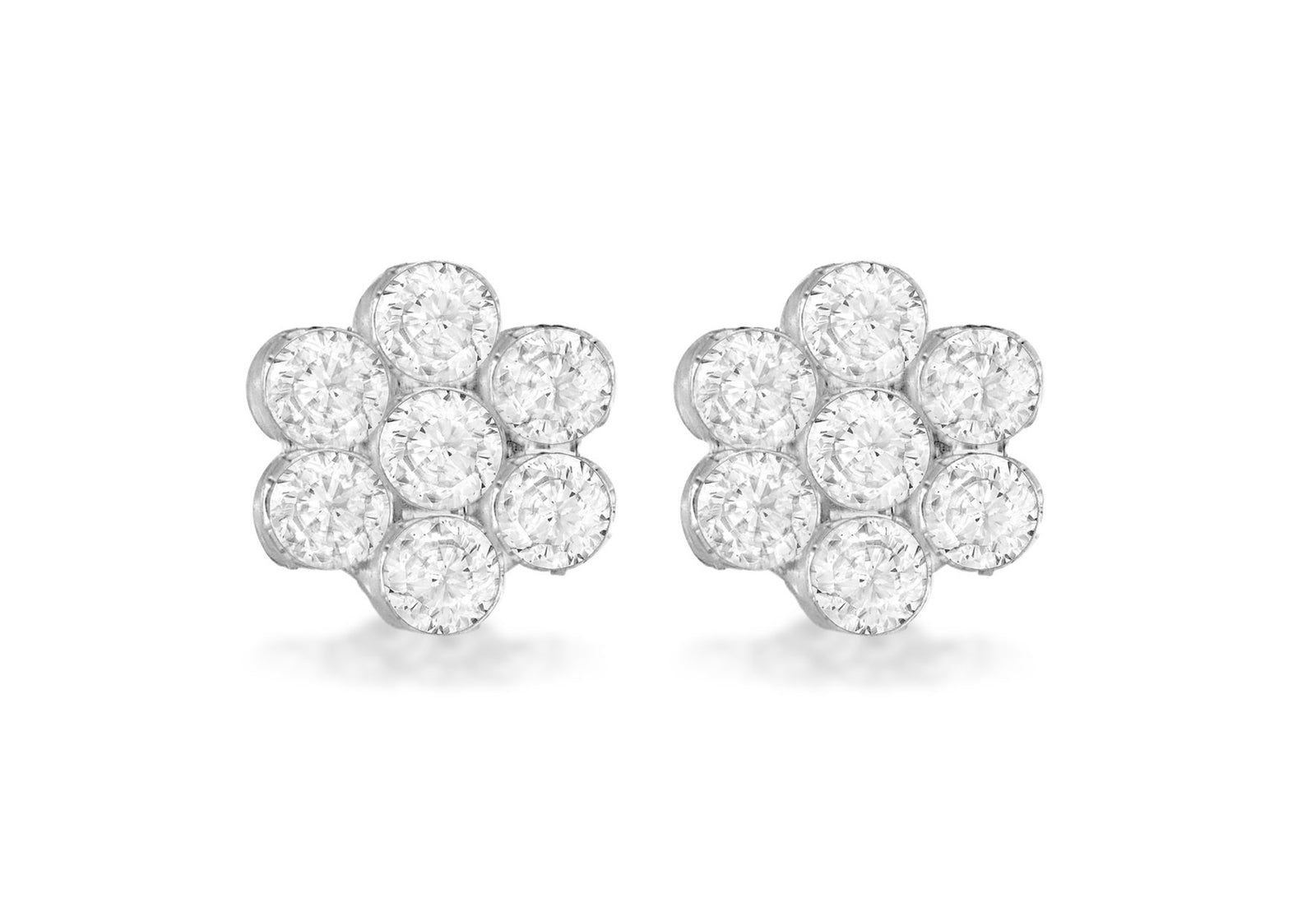 Sterling Silver Crystal Flower Stud