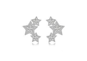 Silver Triple Star Crystal Stud
