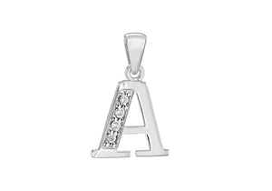 Sterling Silver Crystal 'A' Pendant Charm