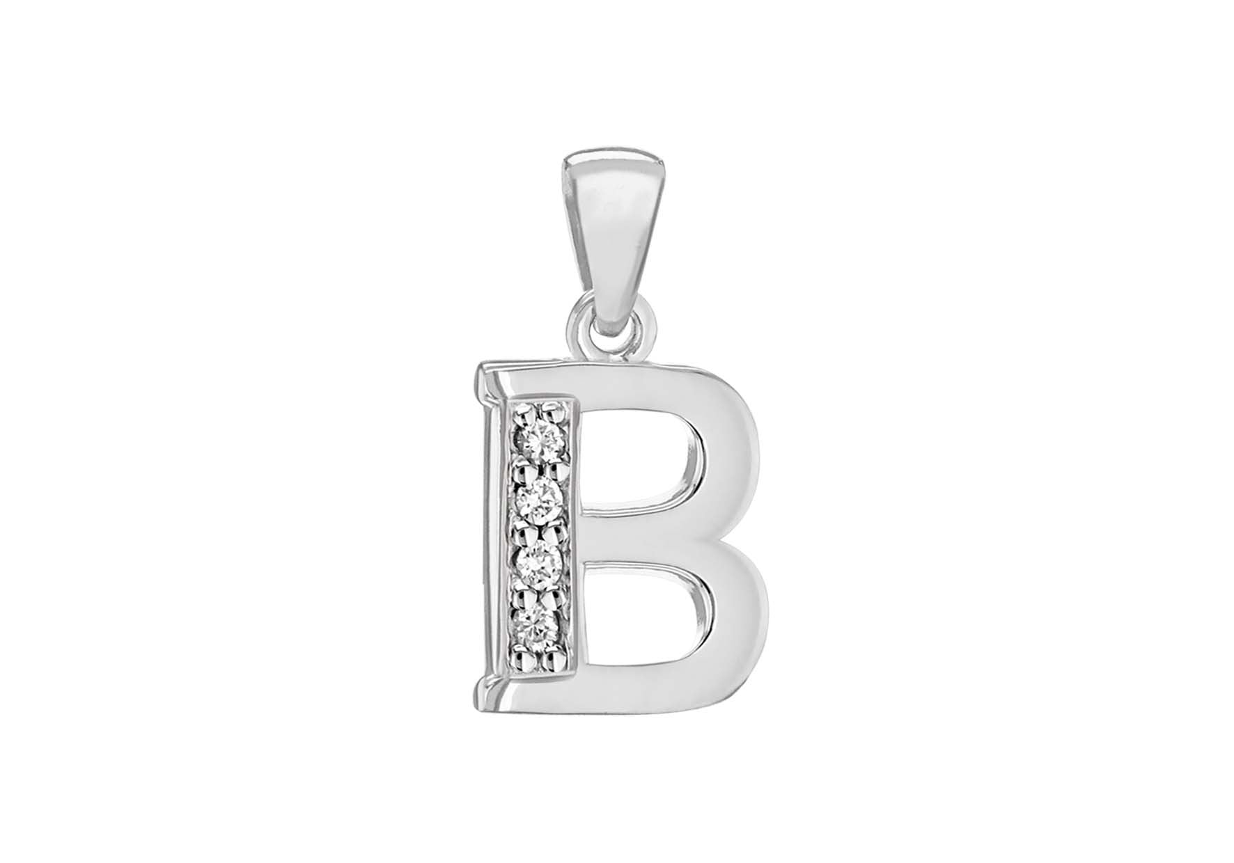 Sterling Silver Crystal 'B' Pendant Charm