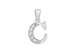 Sterling Silver Crystal 'C' Pendant Charm
