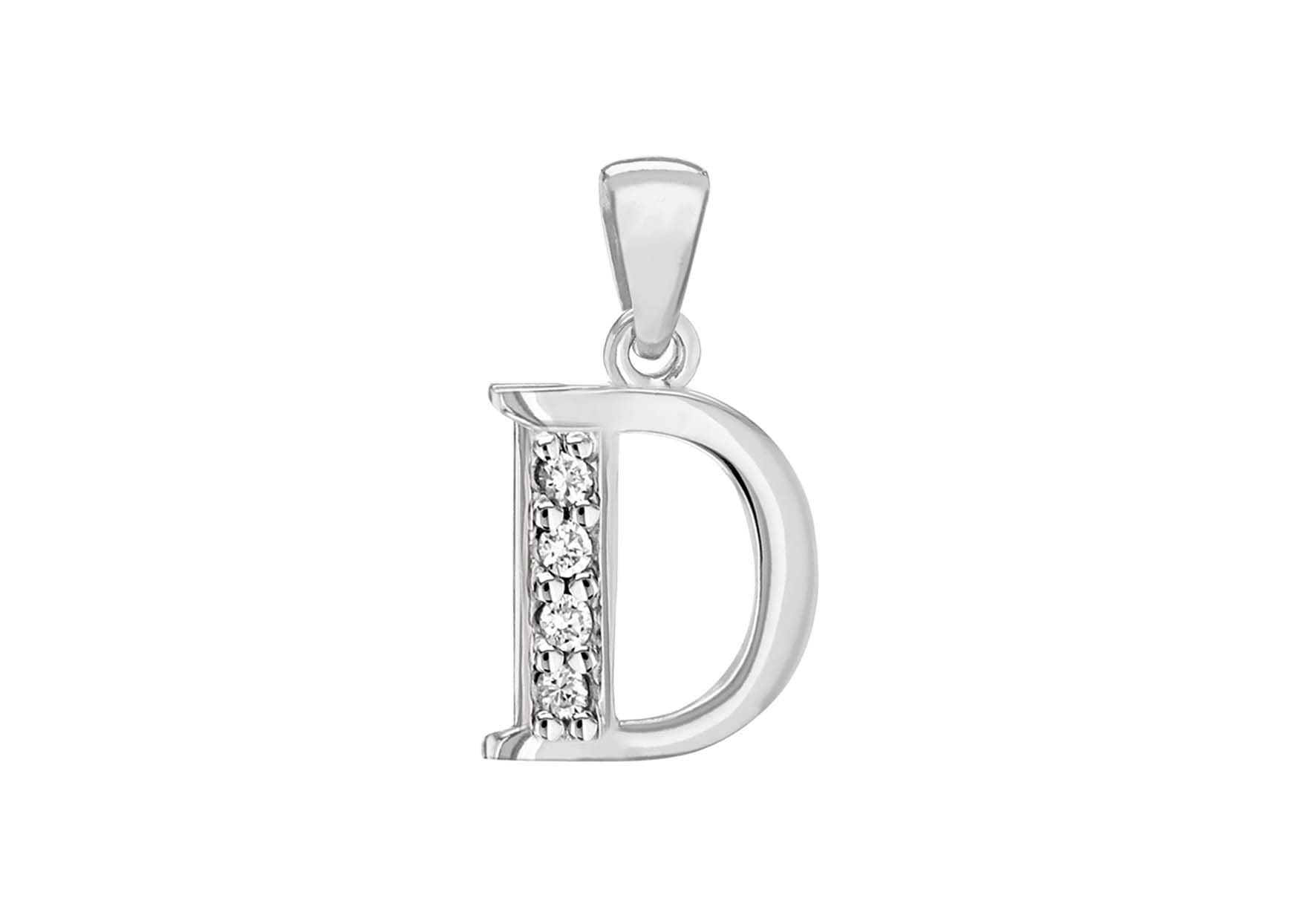 Sterling Silver Crystal 'D' Pendant Charm
