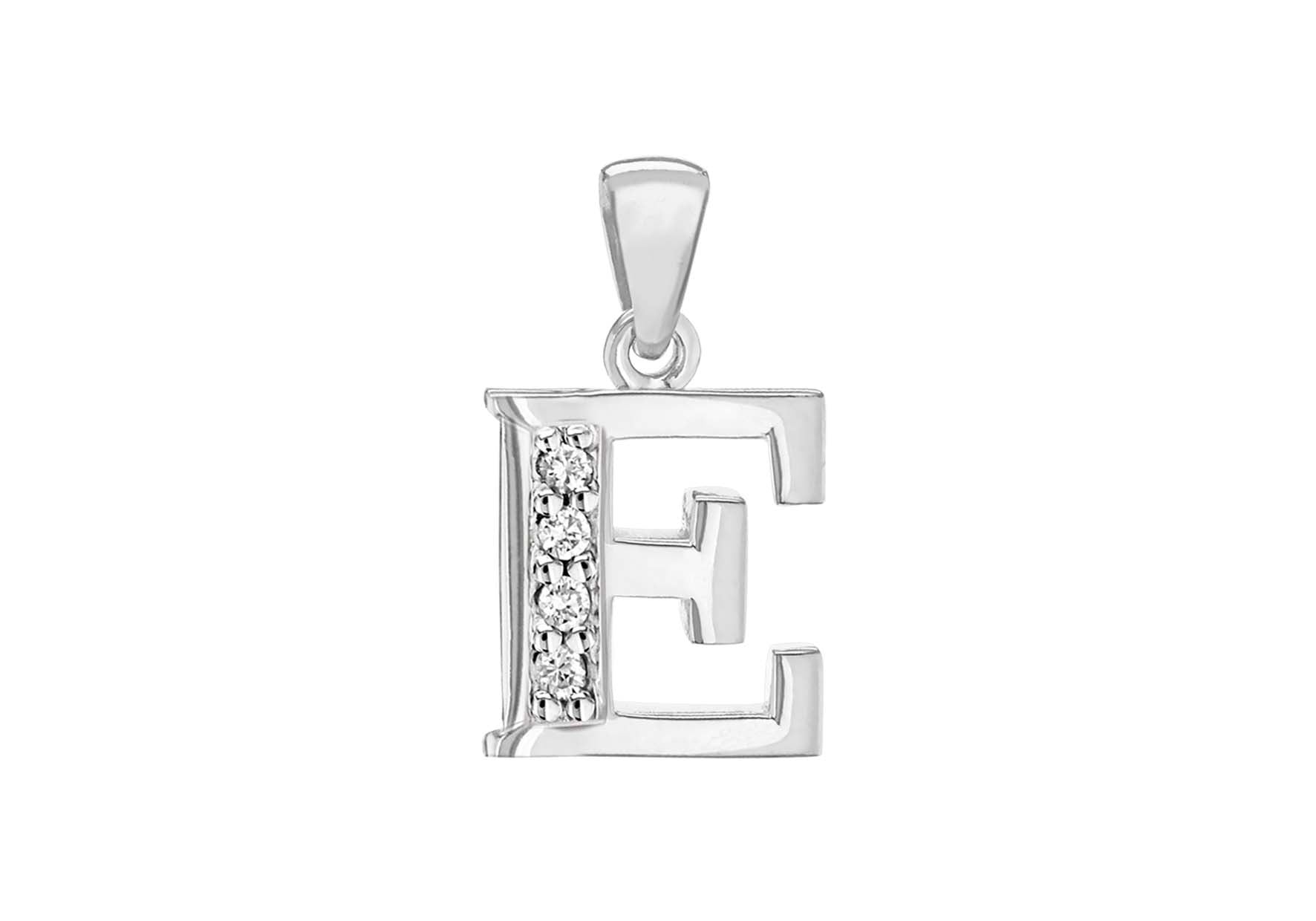 Sterling Silver Crystal 'E' Pendant Charm