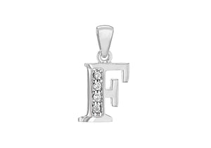 Sterling Silver Crystal 'F' Pendant Charm