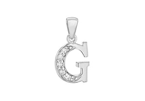 Sterling Silver Crystal 'G' Pendant Charm