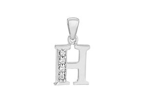 Sterling Silver Crystal 'H' Pendant Charm