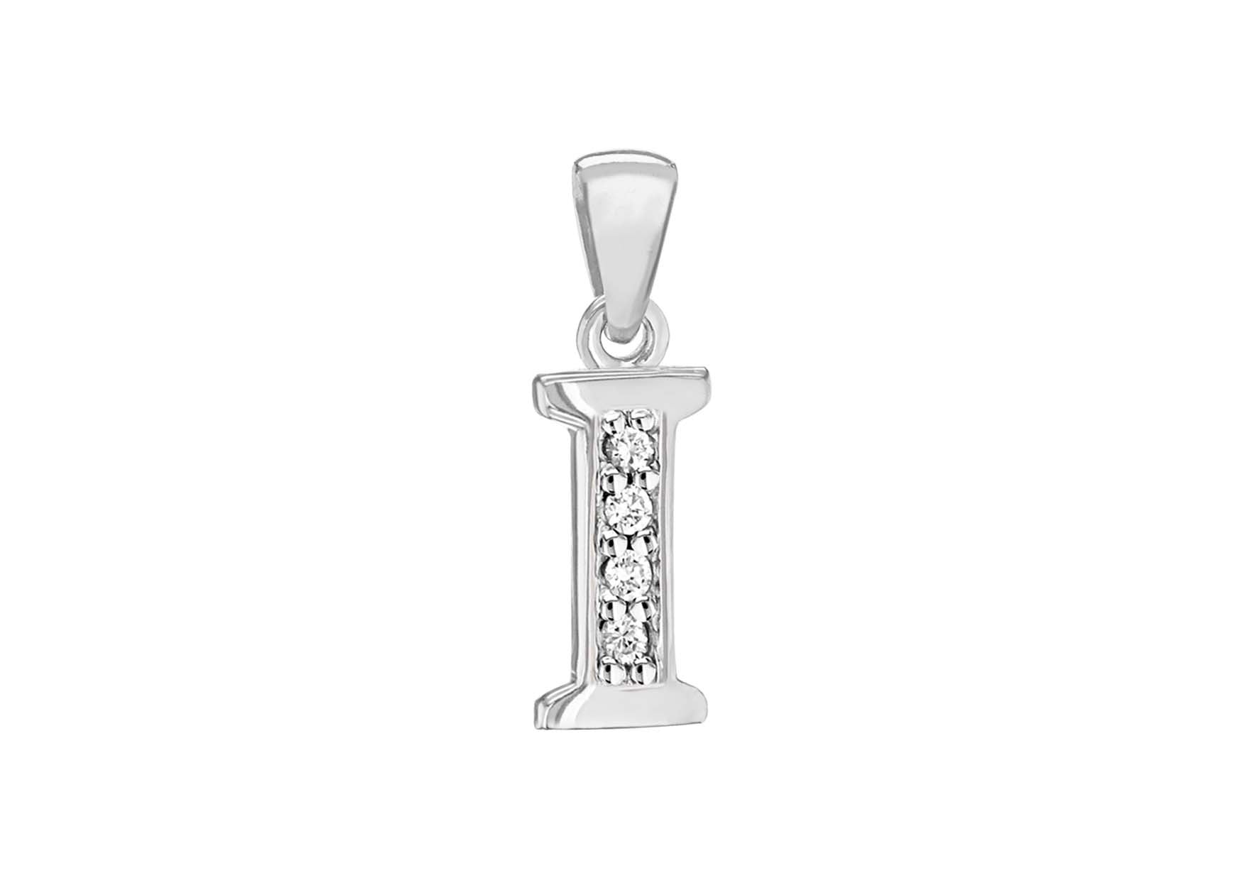 Sterling Silver Crystal 'I' Pendant Charm