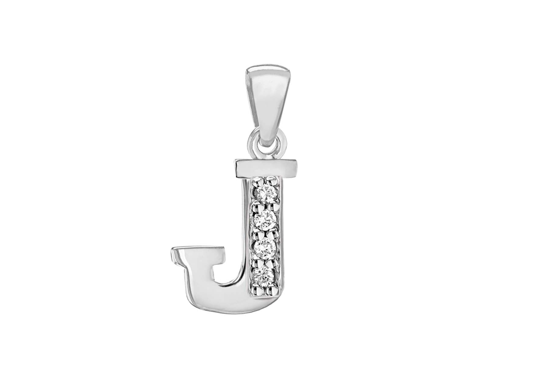 Sterling Silver Crystal 'J' Pendant Charm