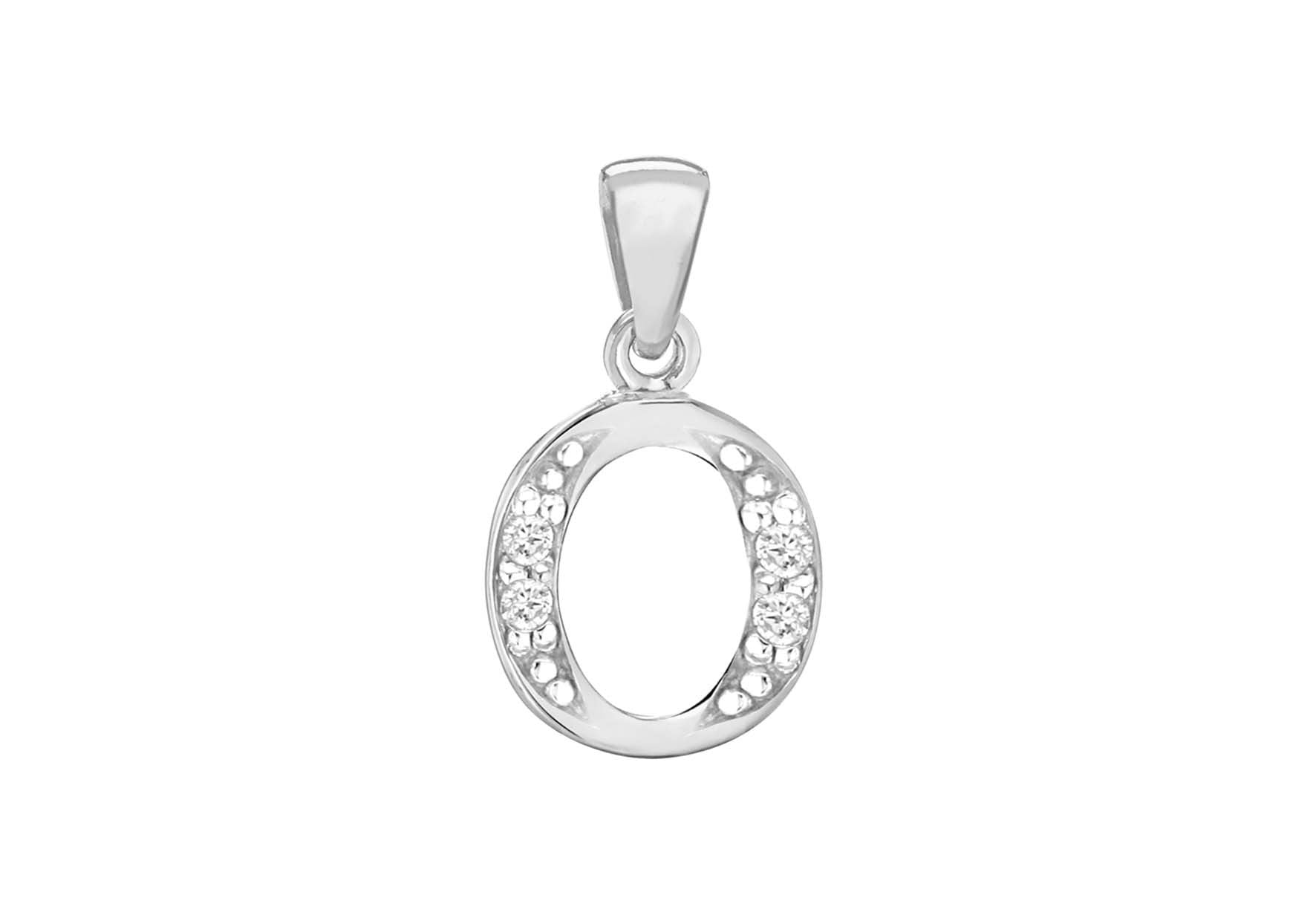 Sterling Silver Crystal 'O' Pendant Charm