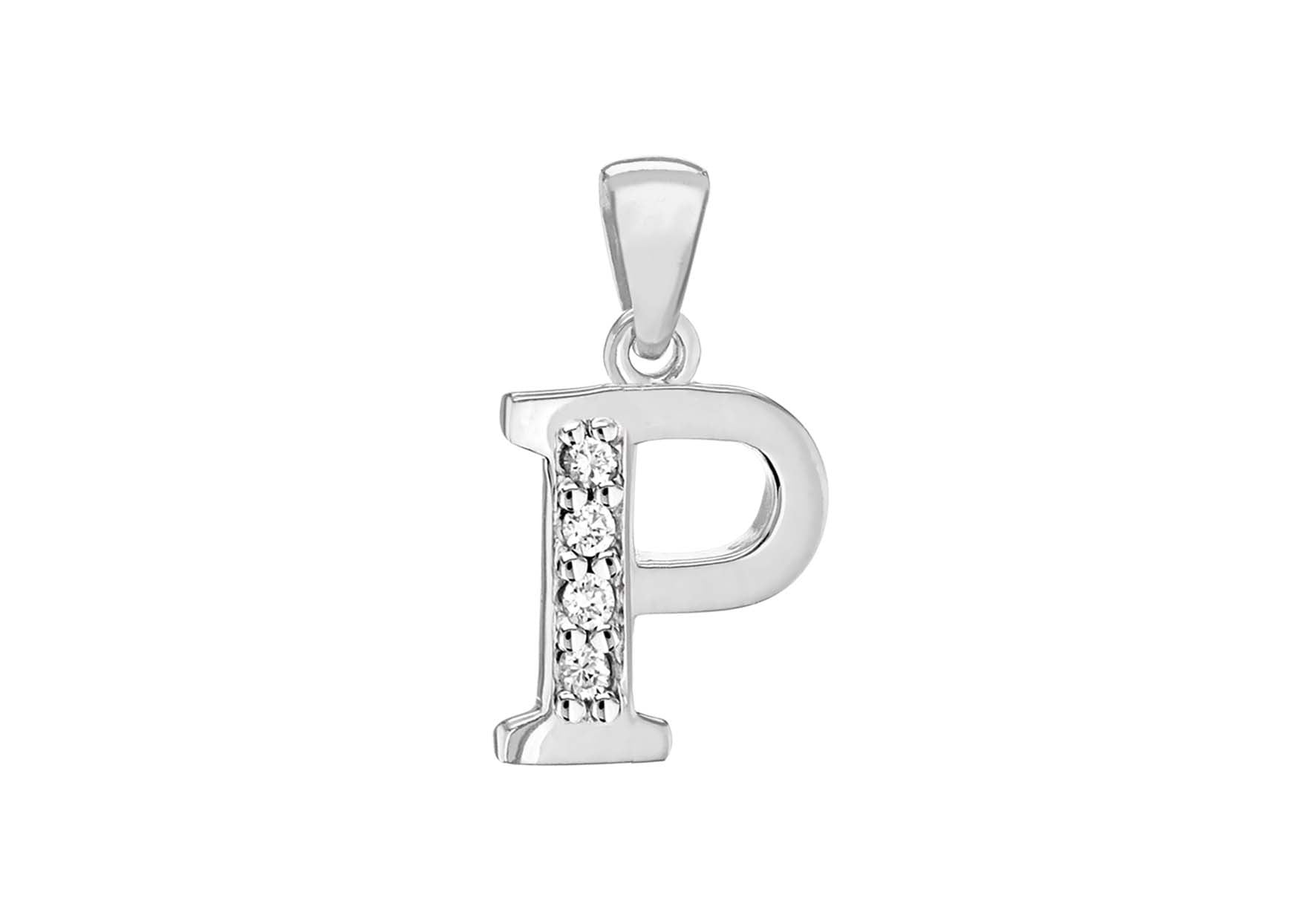 Sterling Silver Crystal 'P' Pendant Charm