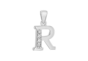 Sterling Silver Crystal 'R' Pendant Charm