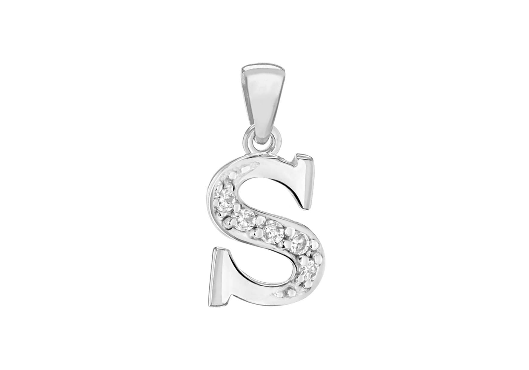 Sterling Silver Crystal 'S' Pendant Charm