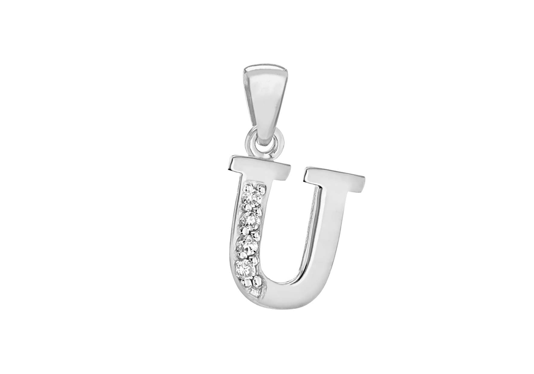 Sterling Silver Crystal 'U' Pendant Charm