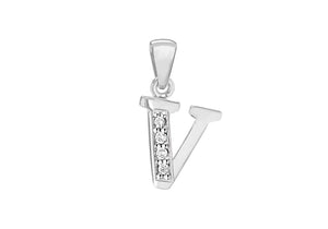 Sterling Silver Crystal 'V' Pendant Charm