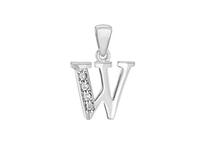 Sterling Silver Crystal 'W' Pendant Charm