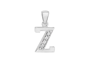 Sterling Silver Crystal 'Z' Pendant Charm