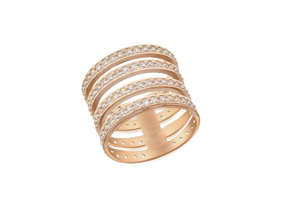 Rose Gold Plate Ladder Crystal Ring