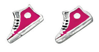 Sterling Silver Enamel Pink Converse Boot Earring