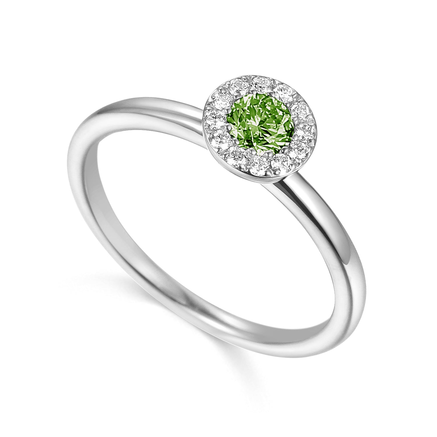 Peridot & Diamond Ring, August Birthstone Round Cluster