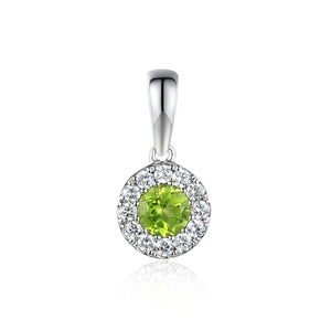 August Birthstone Peridot and Diamond Cluster Pendant 9ct Gold