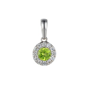 August Birthstone Peridot and Diamond Cluster Pendant 9ct Gold