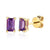 Amethyst Gemstone Yellow Gold Octagon Stud Earrings