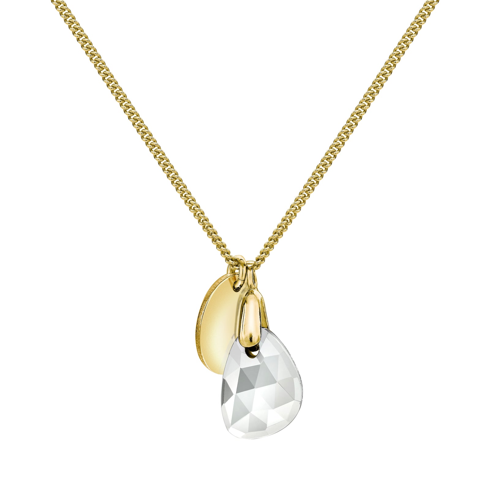 Aura White Quartz Rose Cut Gold Plate Necklace