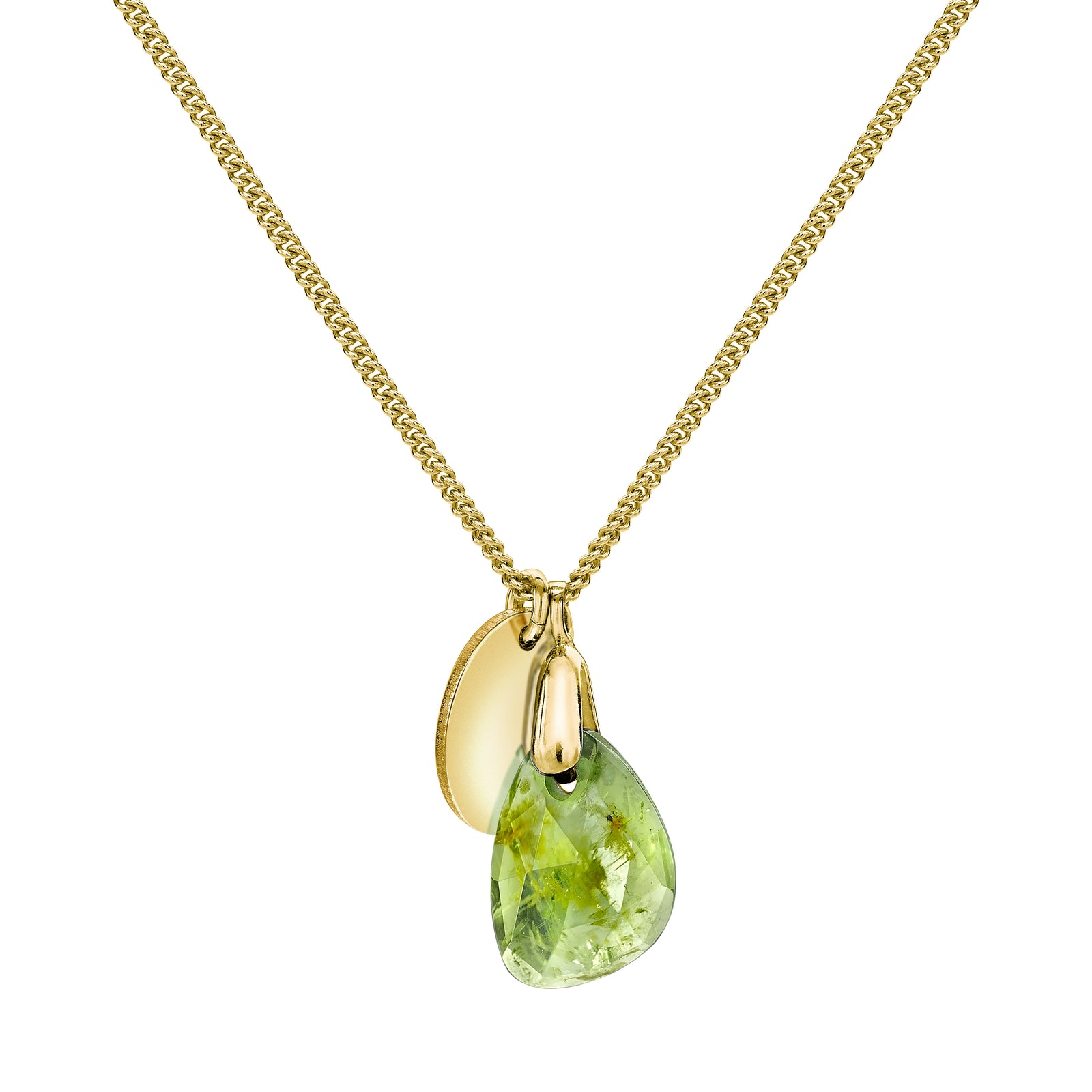 Aura Peridot Rose Cut Gold Plate Necklace