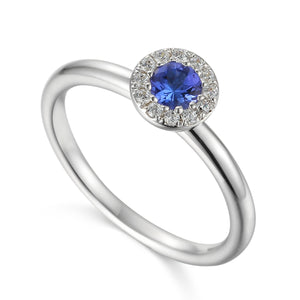 Tanzanite & Diamond Ring,  December Birthstone Cluster Ring