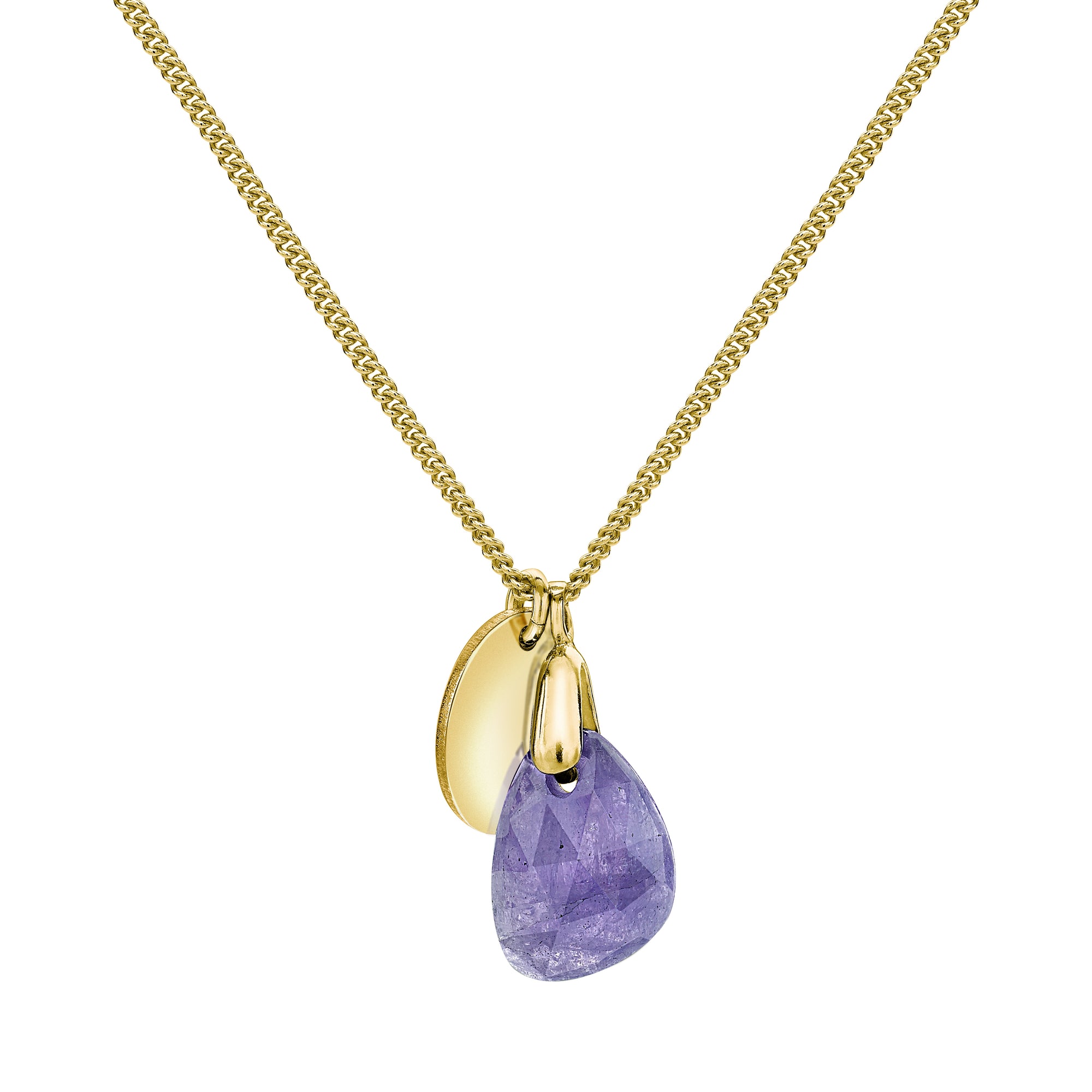 Aura Tanzanite Rose Cut Gold Plate Necklace