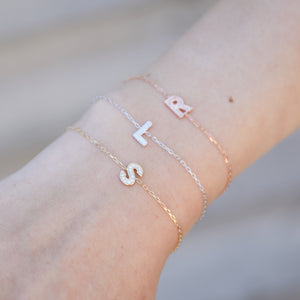 Diamond Initial S Rose Gold Bracelet