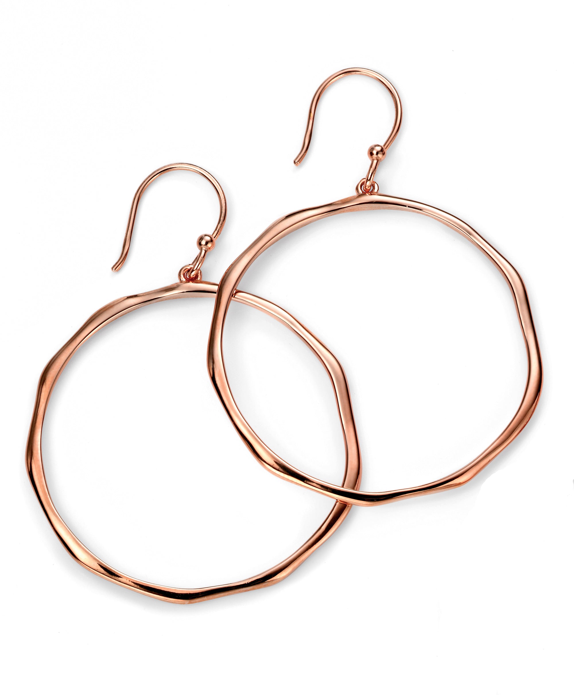 Rose Gold Plate Hammered Hoop Earring