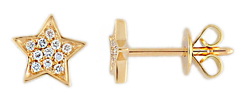 9ct Yellow Gold Diamond Star Stud
