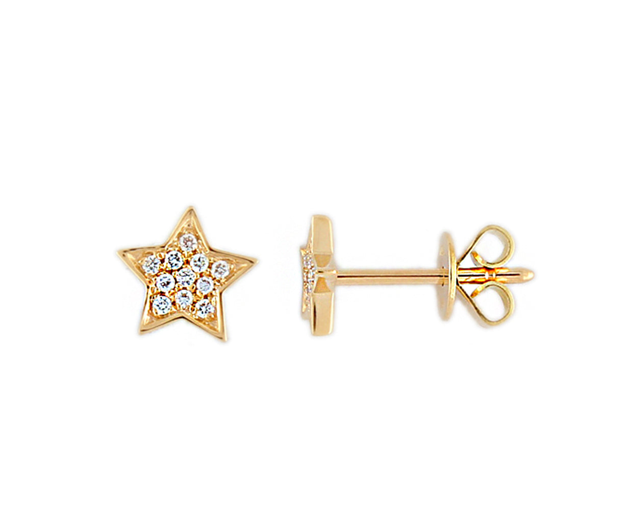 9ct Yellow Gold Diamond Star Stud