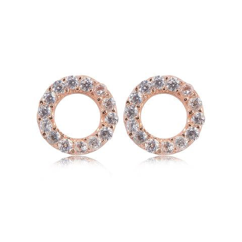 Rose Gold Plate Crystal Open Circle Earrings