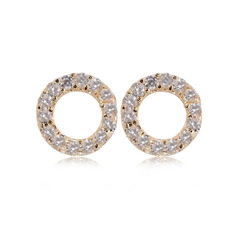 Gold Plate Crystal Open Circle Earrings