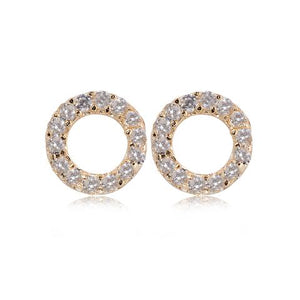 Gold Plate Crystal Open Circle Earrings