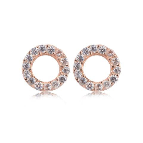 Gold Plate Crystal Open Circle Earrings