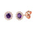 Amethyst & Diamond Earrings, February Birthstone Round Cluster Stud