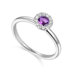 February Birthstone Amethyst Cluster 9ct Gold Ring