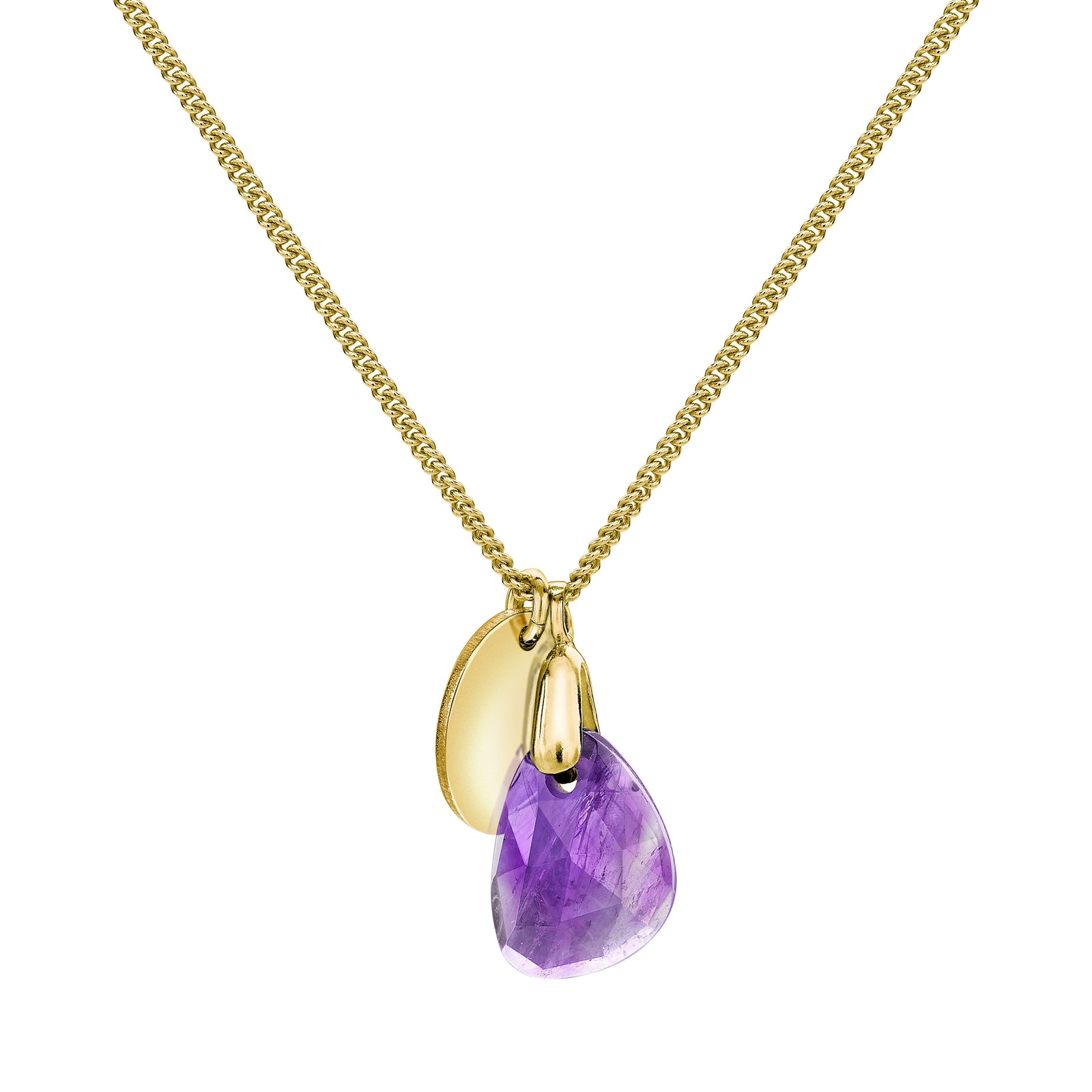 Aura Amethyst Rose Cut Gold Plate Necklace