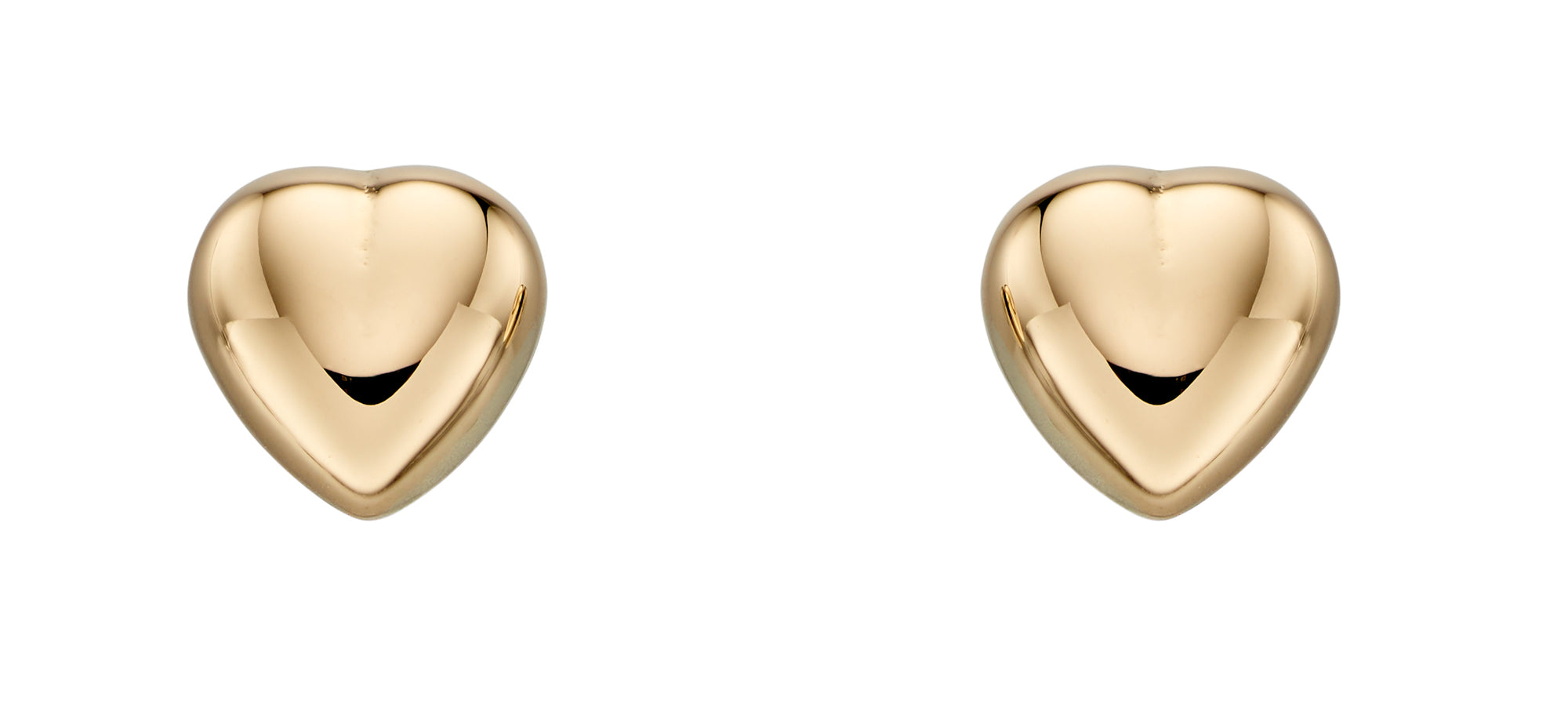 9ct Yellow Gold Puff Heart Stud Earring