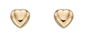 9ct Yellow Gold Puff Heart Stud Earring