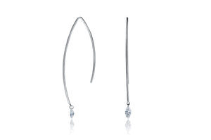 Marquise 18ct White Gold Long Drop Lustre Laser Drilled 0.32ct Diamonds Earrings
