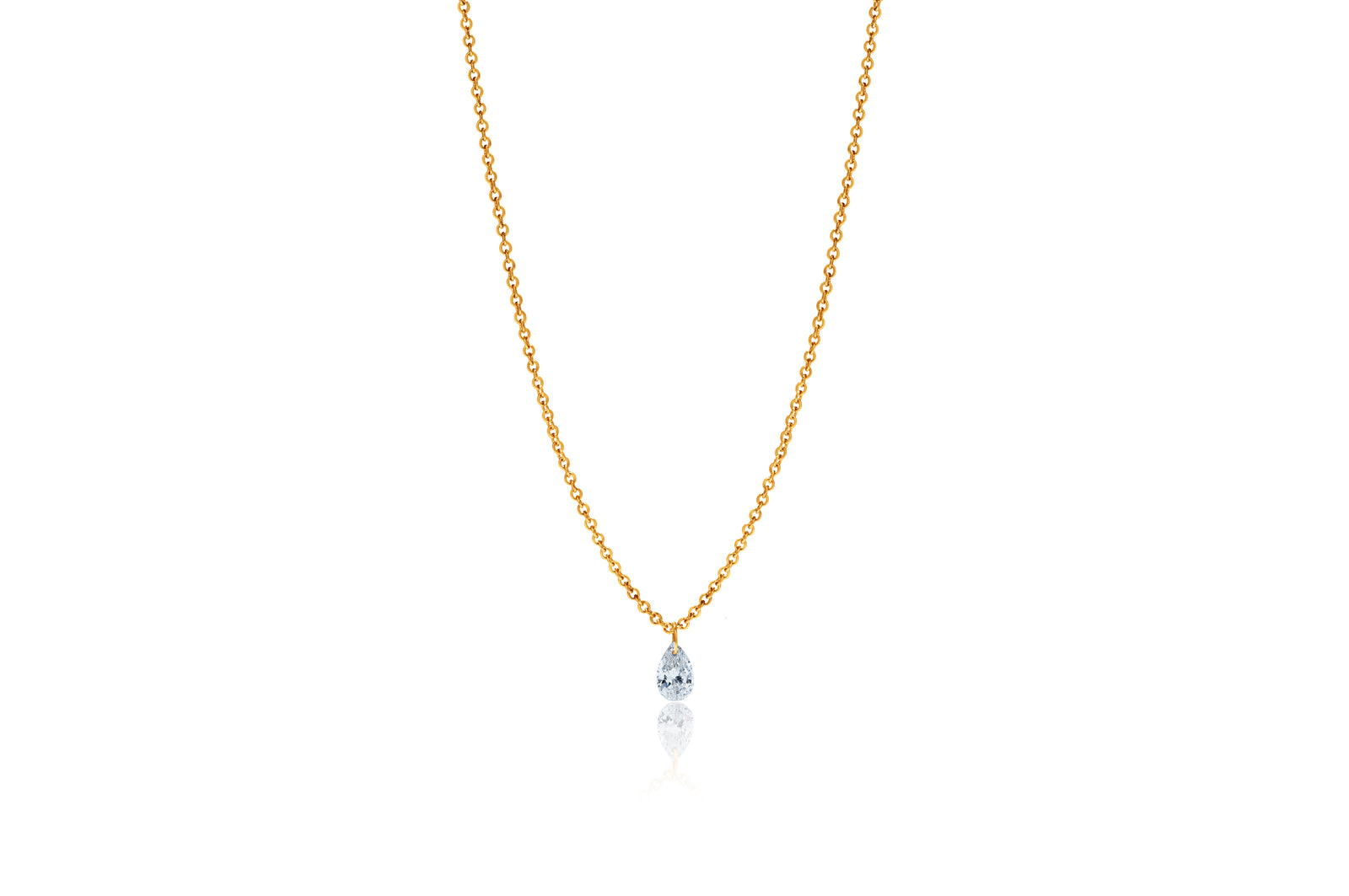 Pear Shape Lustre 18ct Yellow Gold Drilled 0.18ct Diamond Pendant