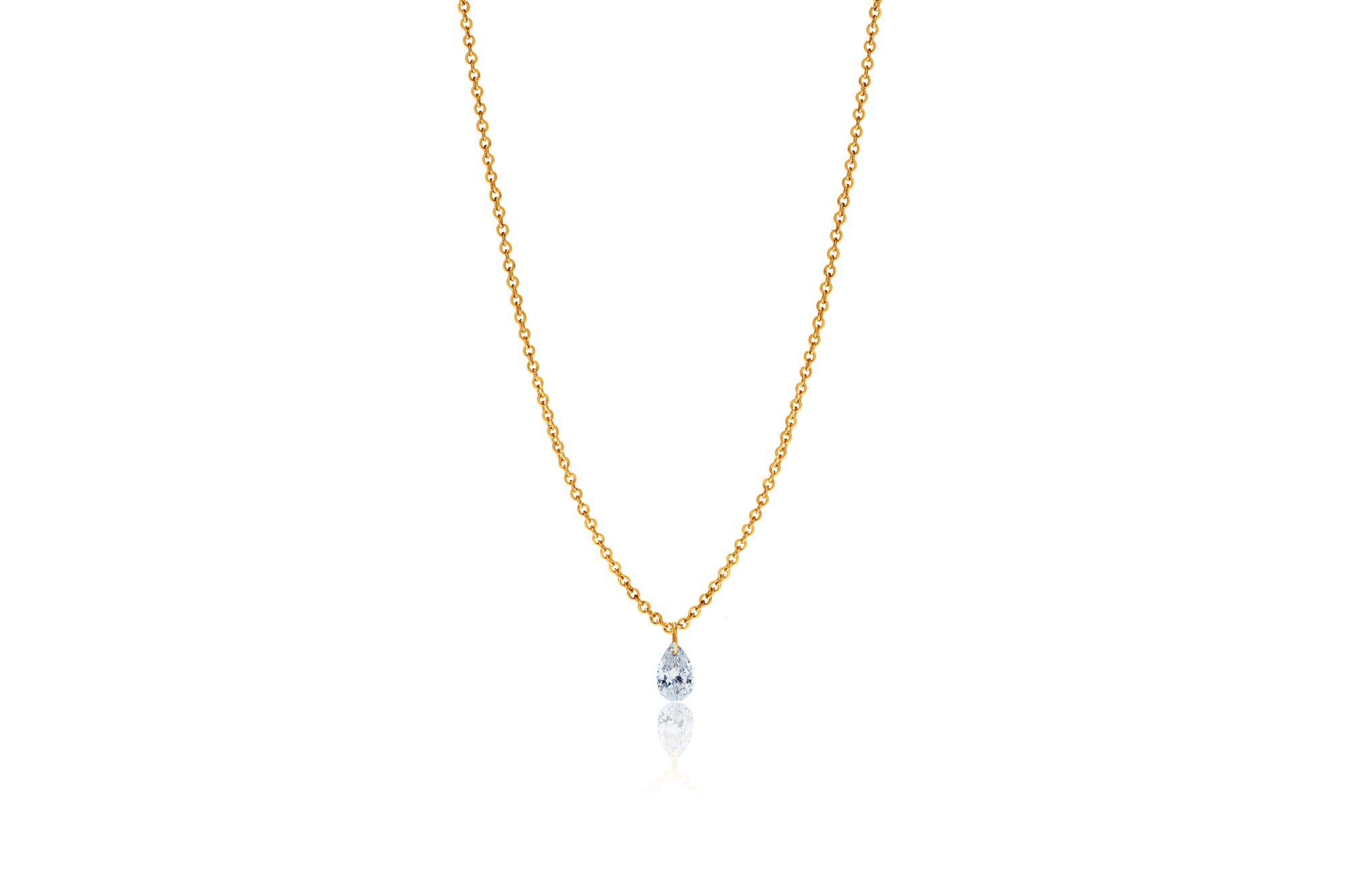 Pear Shape Lustre 18ct White Gold Drilled 0.18ct Diamond Pendant