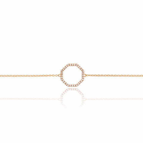 9ct Gold Diamond Set Octagon Geometric Bracelet