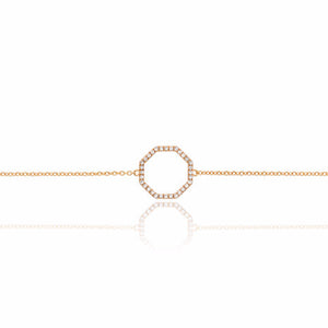 9ct Gold Diamond Set Octagon Geometric Bracelet